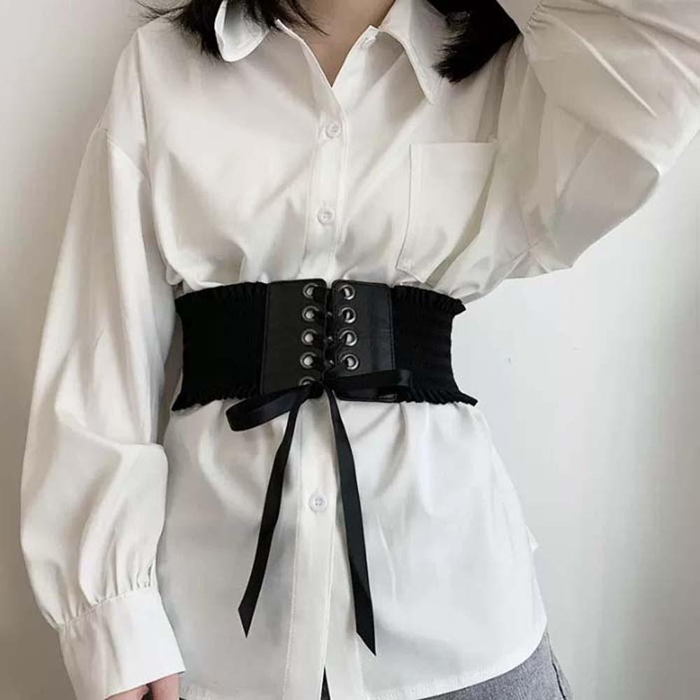 Strap Rope Elastic Pleated Cummerbunds Adjustable Elastic High Wide Belt  Women