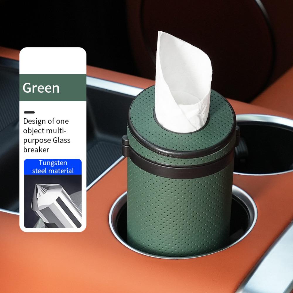 Durable Round Car Tissue Box Portable Multifunction Paper Storage Box Safety Broken Window Tissue Cup Universal