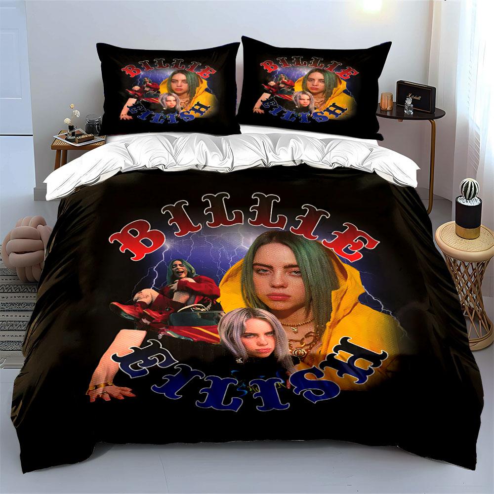 Colorful Billie Eilish Design Bedding Duvet Cover Set Duvet Cover Pillowcases  (1*Duvet Cover 2*Pillowcases, Without Duvet Insert)
