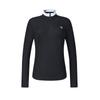 Color Block Stehkragen Mode Lässiges Langarm-T-Shirt Damen Oberteile Schwarz A11W445221B-BK