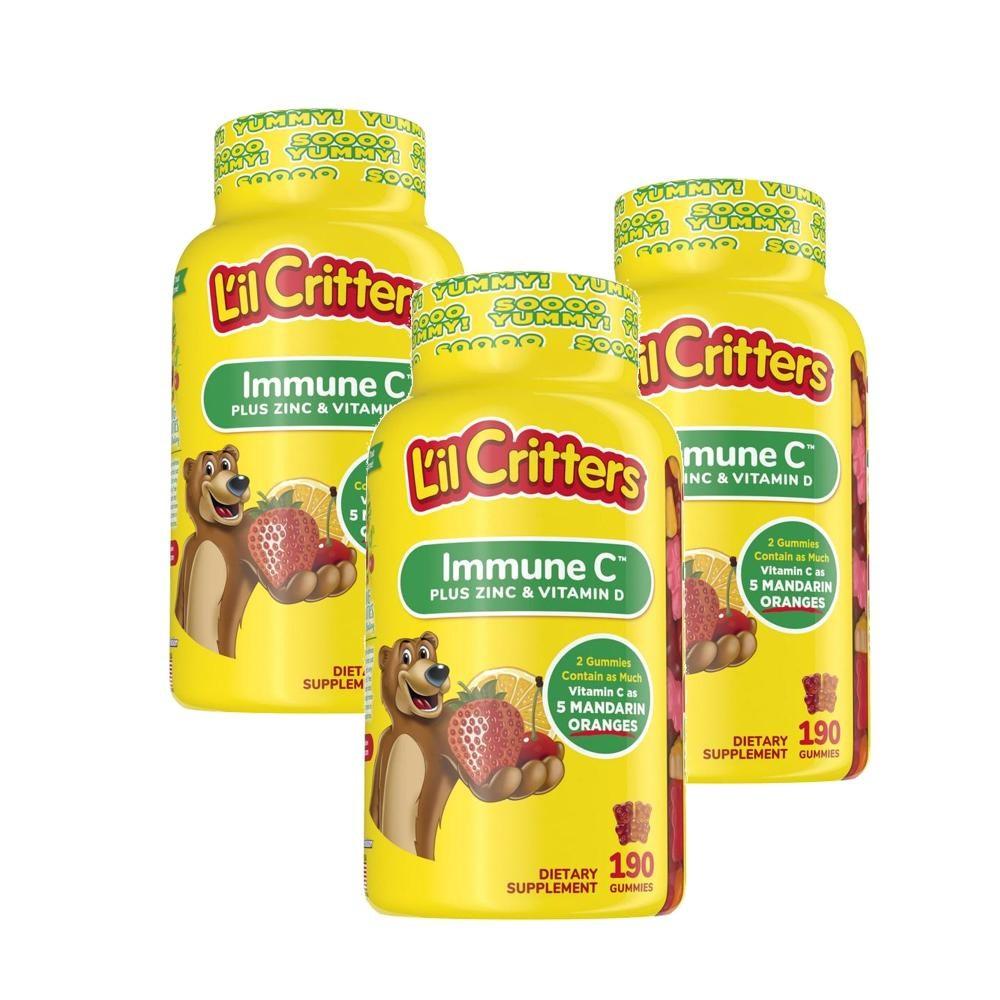 Critters Immune Plus Zinc Vitamin L'il C D Gummies 190 Tablets