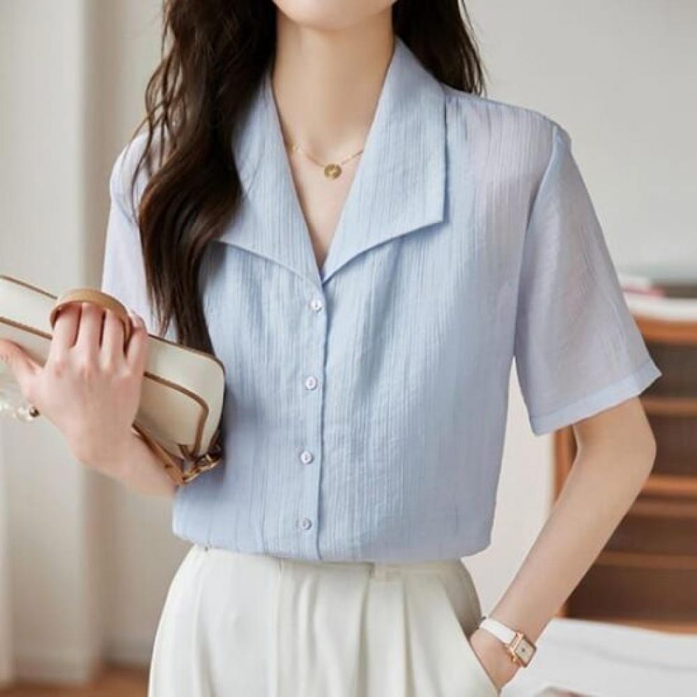 Navava Women Collar Short Sleeve Shirt Nb2604