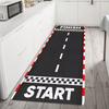 Red White Trim Race Track Start Finish Long Runner Rug Non Slip Hallway Entryway Carpet Wear Resistant Kids Playroom Decor Mat