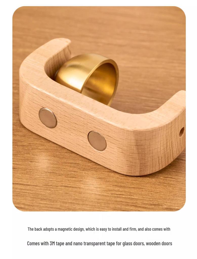 Japanese-Style Solid Wood Doorbell with Suction Cup - Entry Alert & Wind Chime Door Hanger