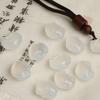 Mini Ice Jade White Agate Ruyi Lock Pendant & Earring Set