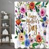 Glad Mors Dag Färgglatt Blommigt Duschdraperi, Dekorativt Duschdraperi för Badrum, Vattentätt Duschdraperi med Krokar