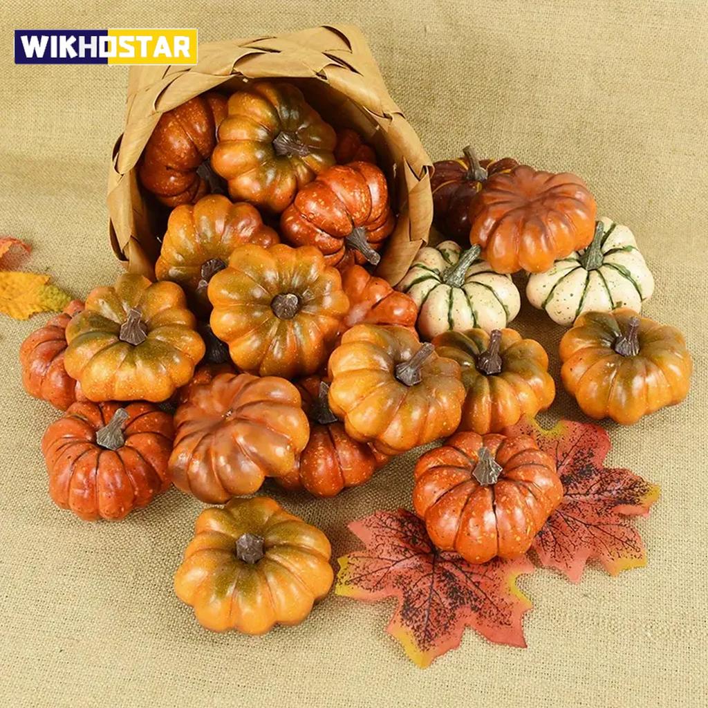 Artificial Pumpkins, Plastic Faux Vegetable Decorations, for Thanksgiving, Harvest, Home, Farmhouse, DIY Crafts, Party Ornament
