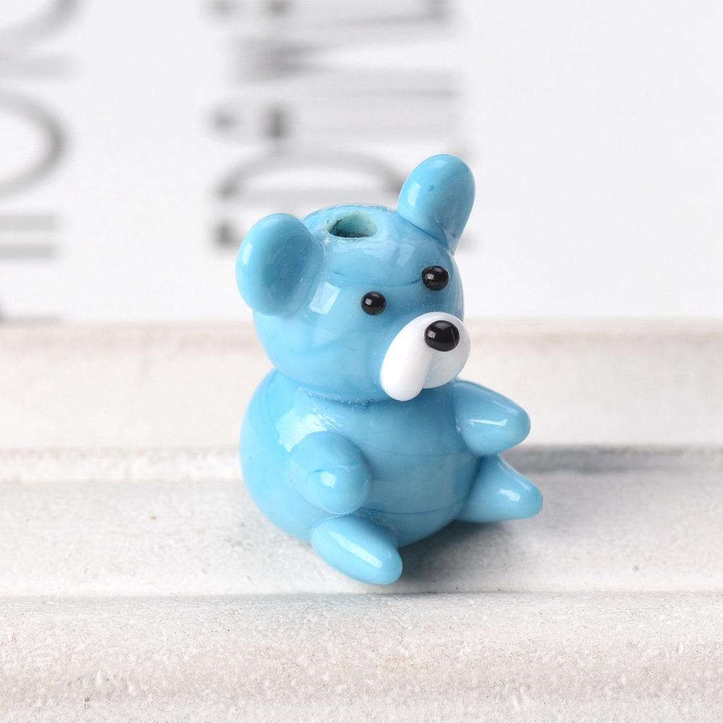 2pcs Bear 15x20mm Handmade Lampwork Glass Loose Beads for Jewelry Making Accessories DIY Crafts Findings