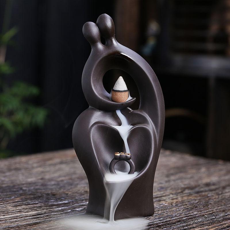 

Elegant Home Decor Incense Burner Handmade Purple Clay and Reversing Flow Design Ideal Gift for Christmas and Valentine’s Day