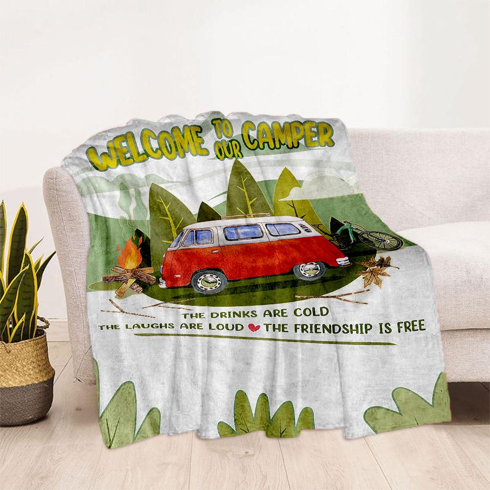 Camper Life Adventure Blankets Are Suitable for Living Rooms,making Them an Ideal Choice for Outdoor Travel and Gifts.