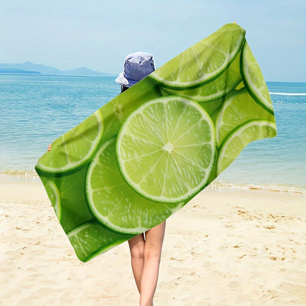 Sliced Lime Printed Beach Towel Thickened Extra Large Soft Microfiber Beach Towel W40*H60(CM)