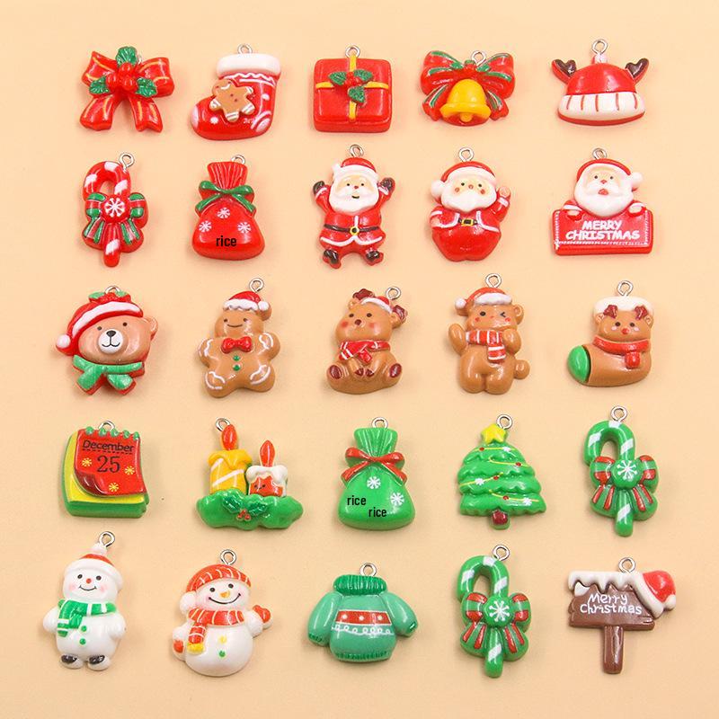 Ciondoli in Resina Serie Natalizia: Campanelle per Albero, Babbo Natale, Renne, Pupazzo di Neve Ornamenti