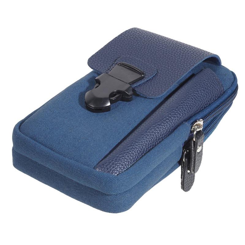 

Men Waist Bag Casual Zipper Male Waist Pack Small Solid Color Card Holder Phone Packs Belt Fanny Purse Vertical style синій