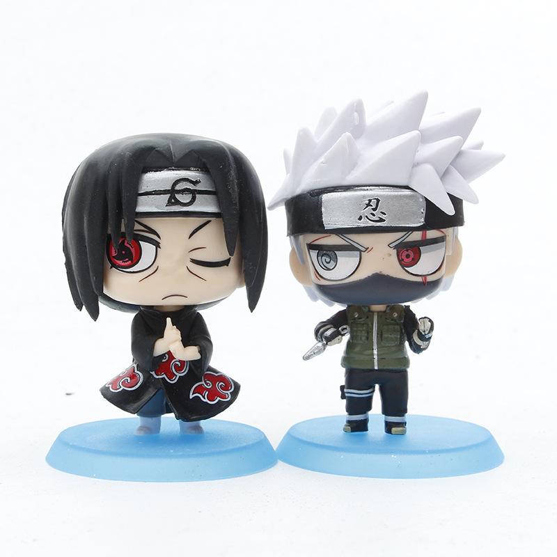 Hot 6pcs/Set Naruto Q Version Anime Figures Hinata Sasuke Ltachi Kakashi Action Doll Desktop Decoration Collectible Kid Toy Present