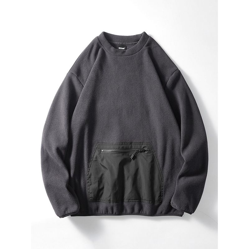 Japanese-Style Retro Mountain Double-Sided Fleece Sweater Men's Autumn and Winter Fleece-lined Trendy Bottoming Shirt Export Men's Clothing Outwear