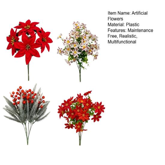 Dekorative Blomsterplanter til Indflyttergaver 23 Stk Kunstige Julestjerner, Livagtig Blomsterarrangement Hjemmekontor Bryllup Falsk Spisebord