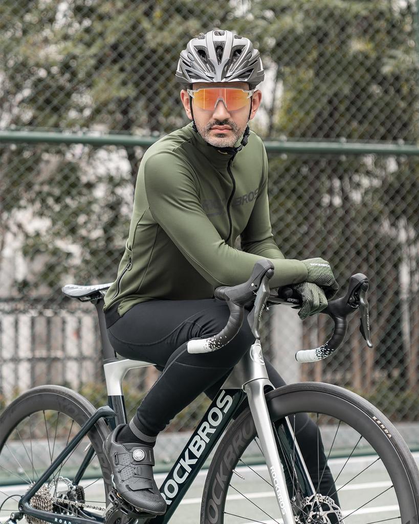 ROCKBROS Cycling Racer Pants with 3D Reflective for Road and Black Men's Pants, Autumn/Winter, Fleece-Lined, Warm, Pad, Tights, Bikes, Cycling,