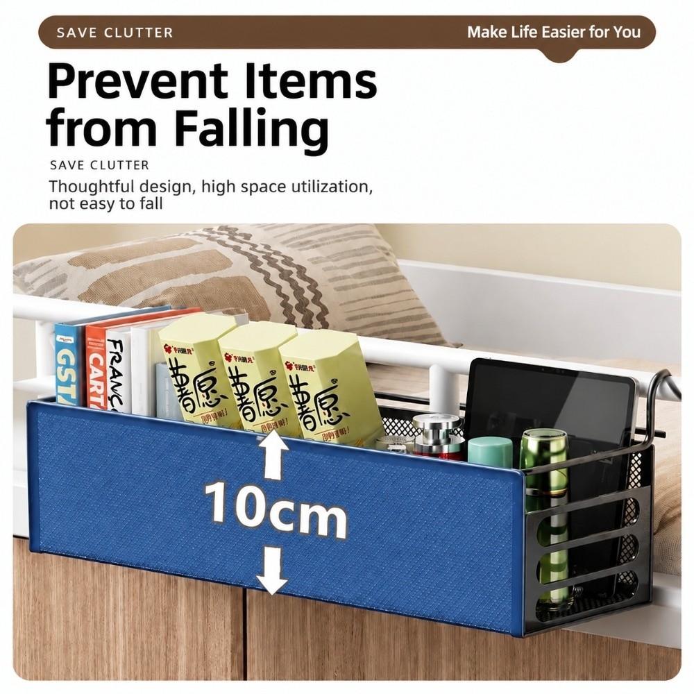 Space-saving Bedside Storage Basket No Drilling Bed Bedside Shelf Holder College Dorm Room