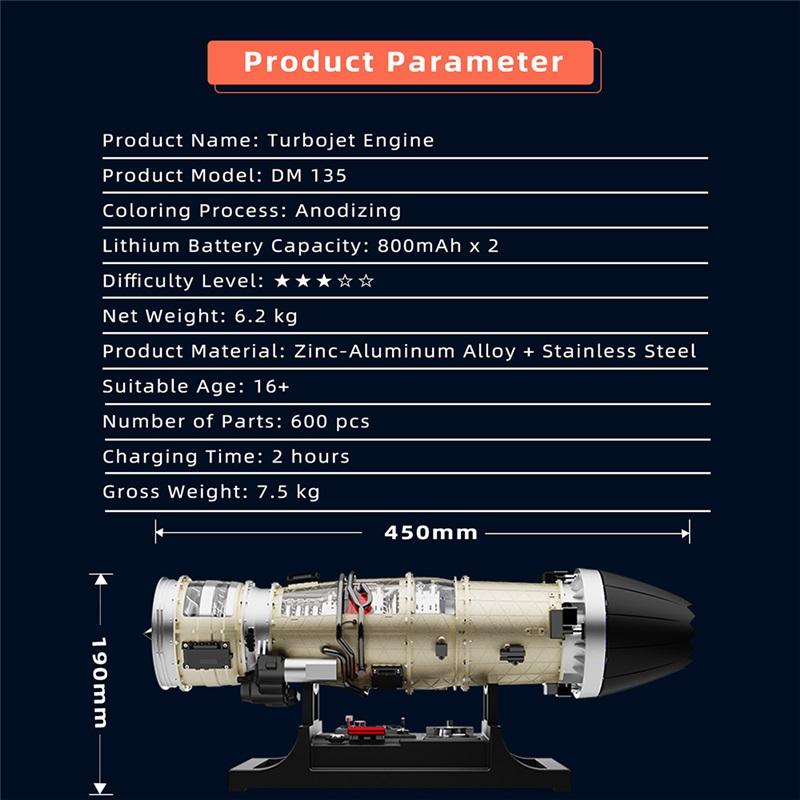TECHING SMALL BYPASS TURBOFAN ENGINE Electric Assembling Model KIT Desktop Decorative Ornaments Adults Children's Toys Gift