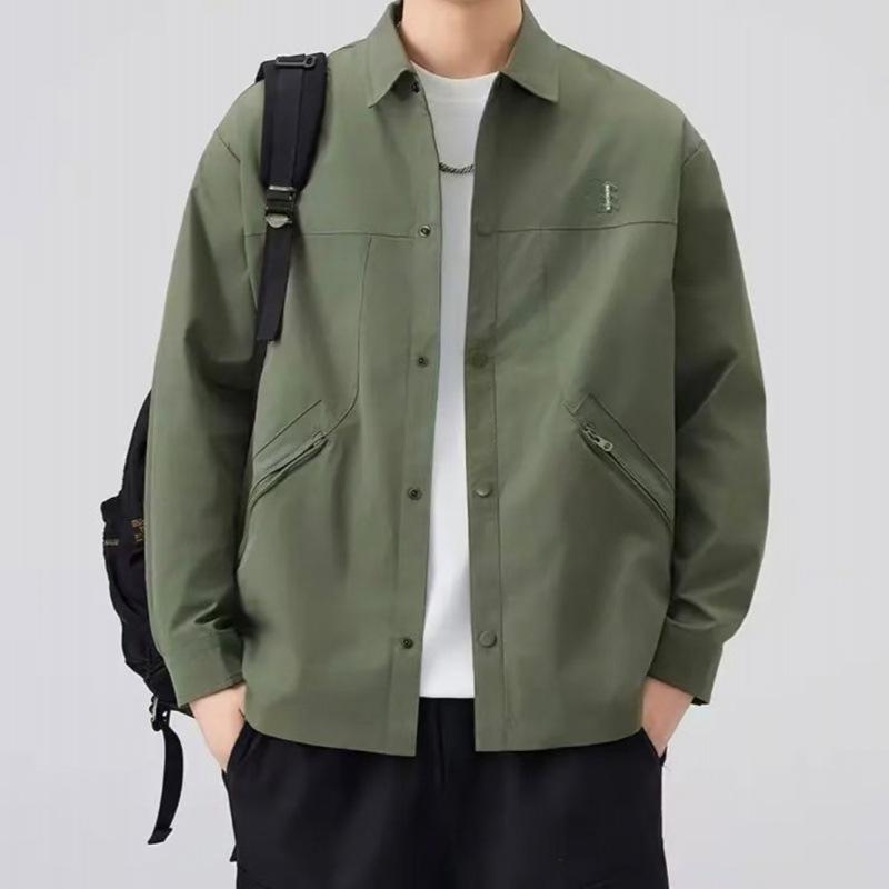 2025 Autumn Men's Japanese Retro Workwear Jacket: Casual Trendy Lapel Outerwear with High-End Feel