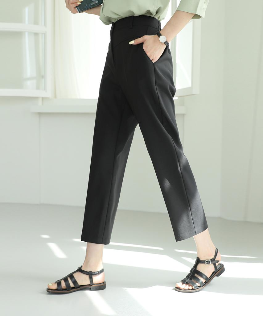 Ppaeppae Back Elastic Cut Semi-Baggy Stretch Slacks