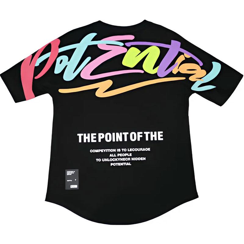 

Summer Elegant Fashion Harajuku Slim Fit Ropa Hombre Loose Casual All Match Tshirts O Neck Insert Printed Short Sleeve T-shirts M чорний