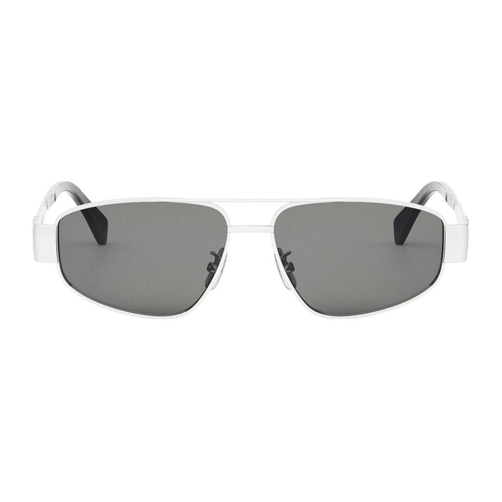 Celine Mirror Leg Sculpted Aviator Sunglasses Men Sunglasses Silver CL40281U.