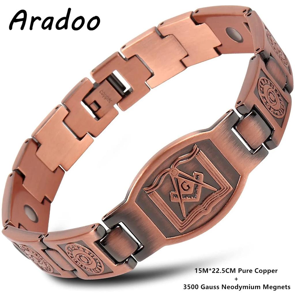 Reines Kupferarmband für Herren Magnetische Vintage-Armbänder Armband Verstellbarer Schmuck Geschenk mit Größenwerkzeug