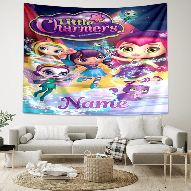 Custom Name Little Charmers Print Tapestry, Backdrop, Easy Setup, Ideal for Bedroom, Office & Living Room, with Aesthetic Wall Hanging Decor.