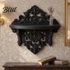 Space Saving Wall Shelf Vintage Floating for Wall, 3D Printed Gothic Carving Display Shelf, Easy To Install Shelves Mount Black Storage Rack