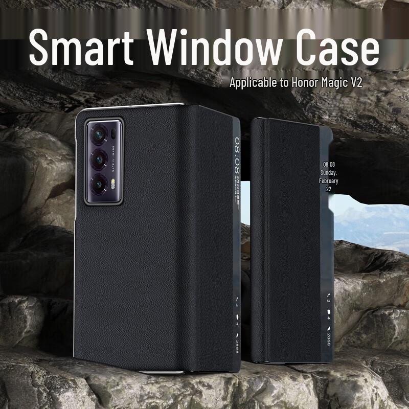 Ekakashop Genuine Leather Magnetic Flip Phone Case for Honor Magic Foldable Phones