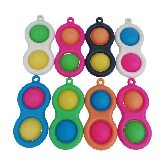 Push Bubble Toy Keychain Pendant Stress Anxiety Relief Bubble Popping Toy Bubble Squeeze Sensory Fidget Toy Party Favors