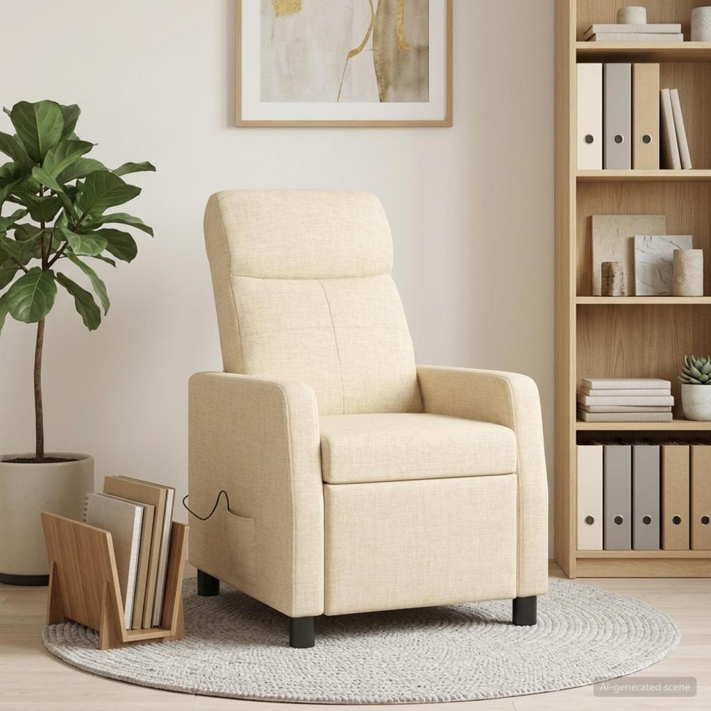 Massage Recliner Cream Fabric