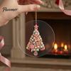 Holiday Tree Decorations 2D Flat Beaded Art Christmas Ornament, Acrylic Rustic/Candy/Snowflake Dangle/Faux Crystal Durable Ornament Xmas Hanging