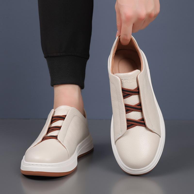 The First Layer of Cowhide New Men's Casual Shoes Genuine Leather Men's Little White Shoes Foot Cover Fashion Versatile Men's Shoes Breathable Shoes