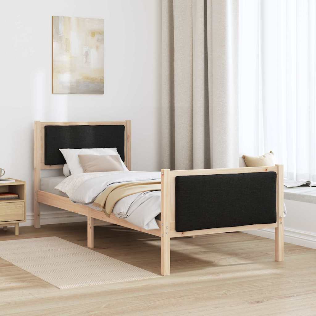 Black Bed Frame with Headboard 75 x 190 cm Fabric