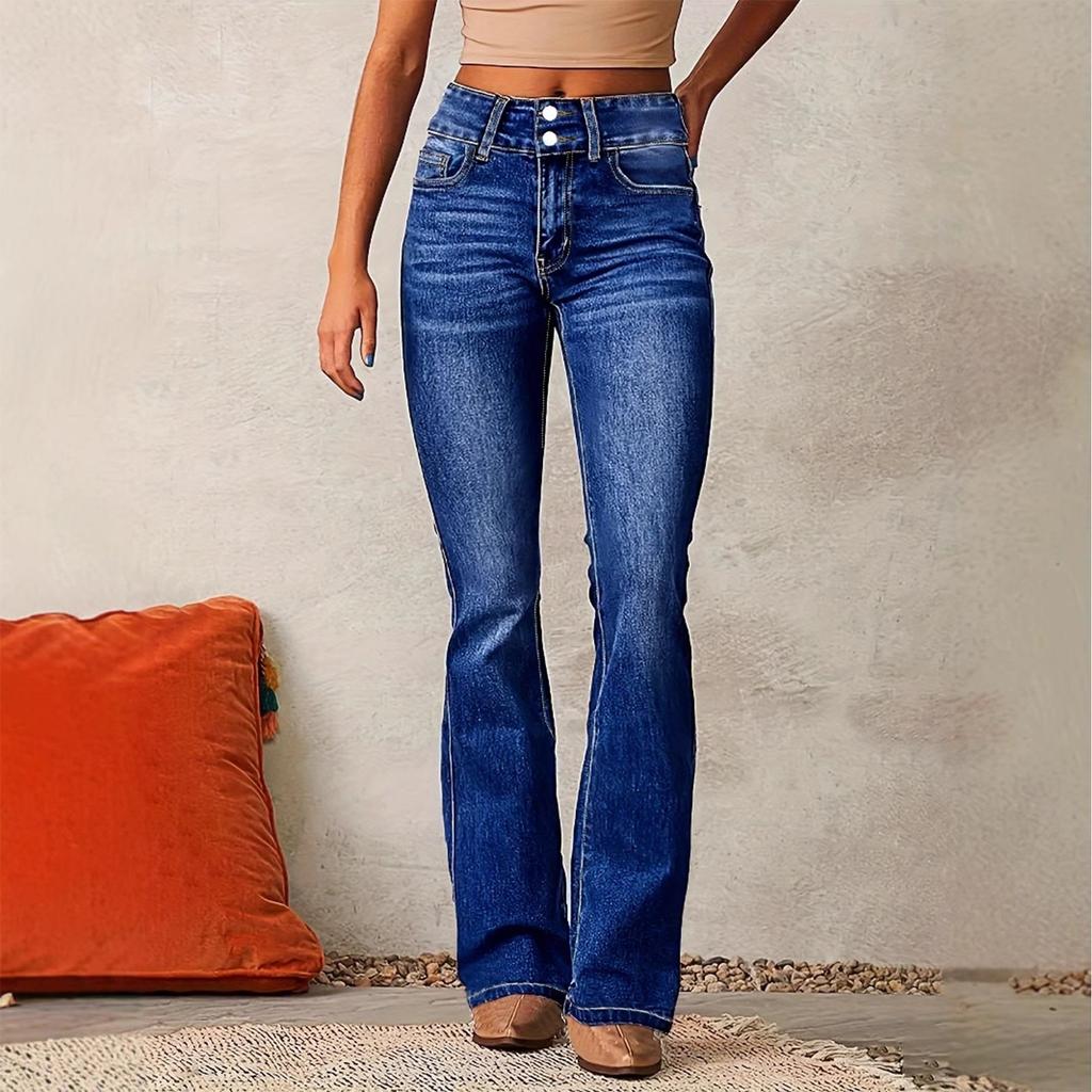 Pantalon en jean taille haute pour femmes