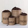 Kitchen Hessian Storage Bag for Garlic,Onions,Potato,Vegetable,Bread,Drawstring Sack,Fabric Burlap Bags Jute Potatoes Organizer