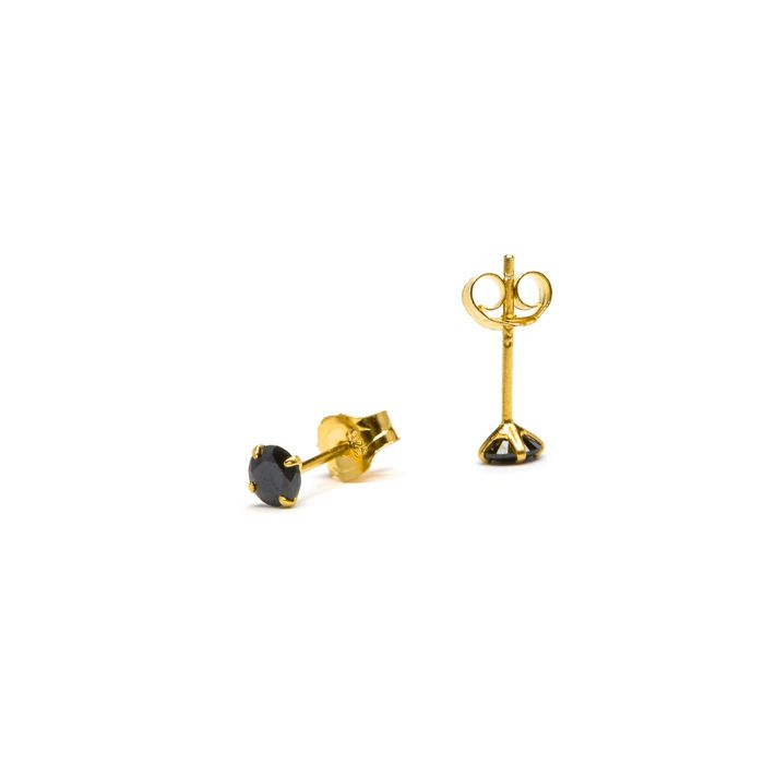 Boucles d'oreilles Luxenter en argent 925 avec zircons d'onyx finis or jaune 18K - Otieno