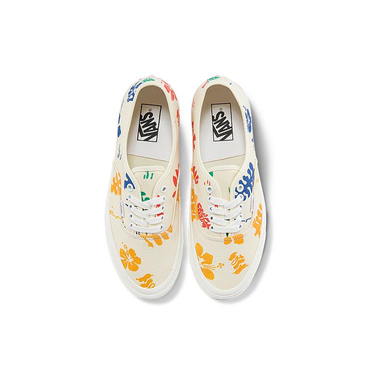Vans Authentic 44 Dx Low Tops Casual Skateboarding Shoes White Multi Color Printing Unisex 'White Blue Yellow' VN0A5KX4AWD