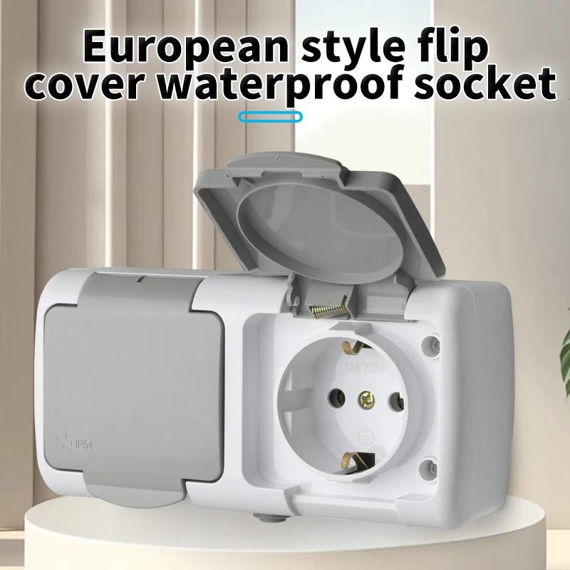 2P+E IP54 Aufputz 1-fach Schuko-Steckdose Europäische Elektrische Wasserdichte China Steckdosen und Schalter