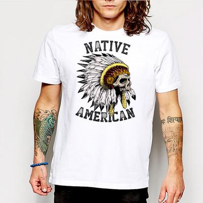Původní Američan Indián náčelník válečník lebka západní tomahawk pánské bavlněné unisex tričko