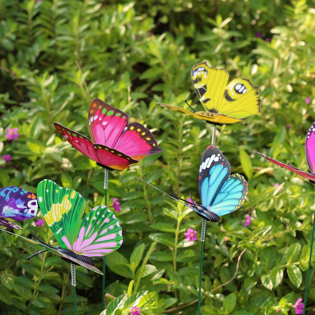 Single-Layer Butterfly Decorative Garden Stakes Home Decoration Vase Filling Garden Decoration Realistic 3D Butterfly Design