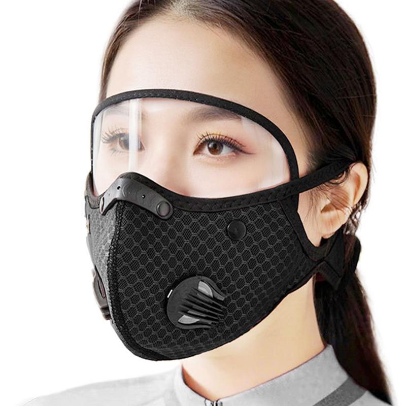 Fahrrad Gesichtsmaske mit Filter Brille Staubmaske Sport Waschbar Wiederverwendbar Gesichtsmaske für Männer Bandana Aktivkohlefilter