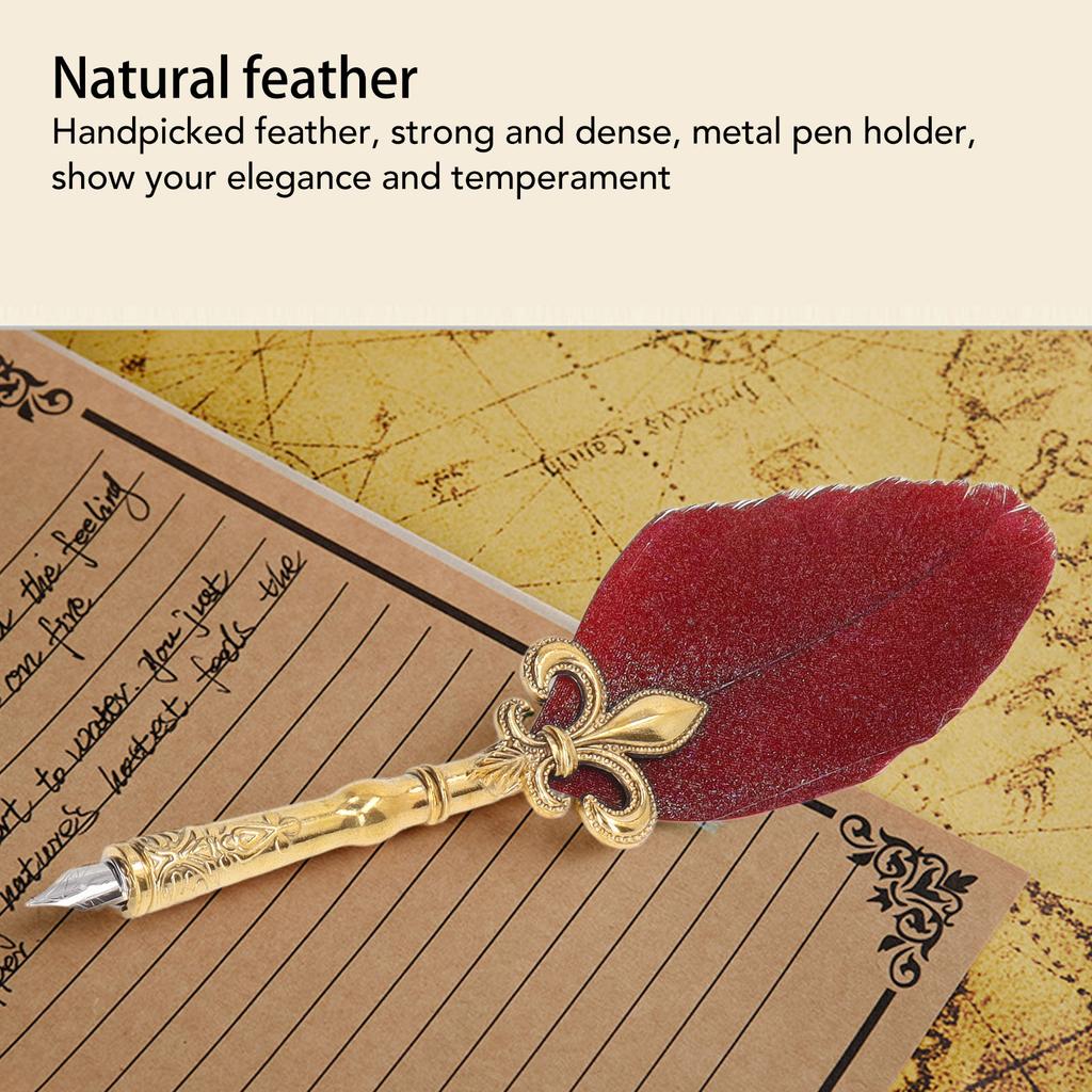 Quill Pen and Ink Set Vintage Elegant Glossy Writting Exquisite Colors   Pen and Ink Set with  ing Wax