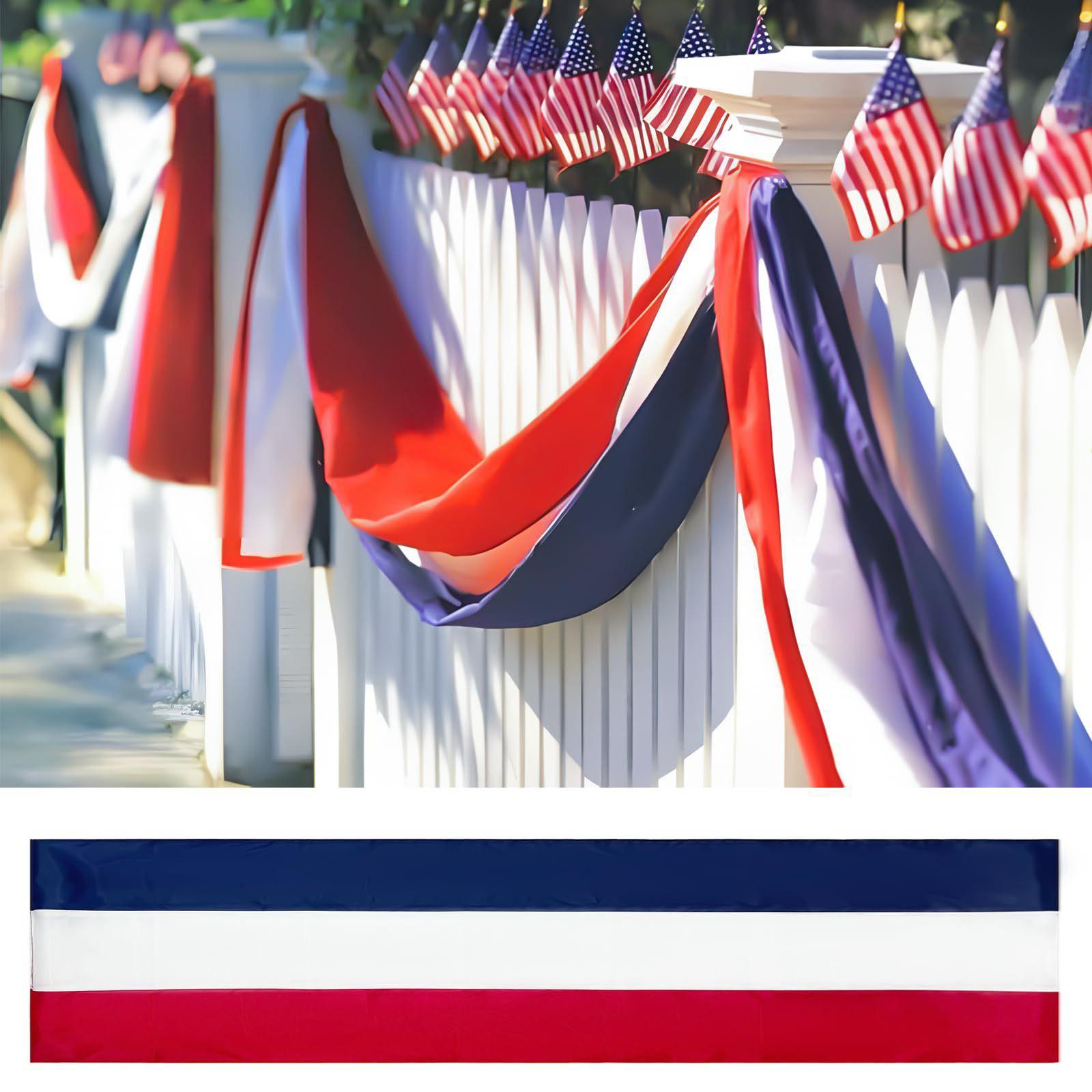4th of July Patriotic Bunting Flag 60x600cm Red White Blue USA Independence Day Outdoor Hanging Garland Party Decor Supplies
