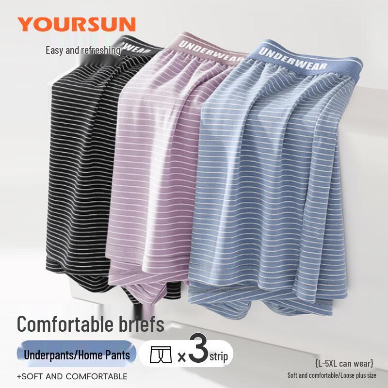 Yiershuang Men's Cotton Loose Boxer Briefs 3-Pack