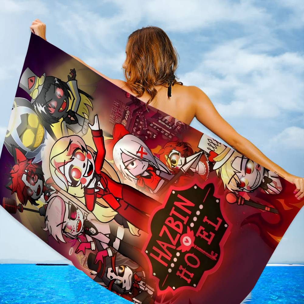 Cartoon Hazbin Hotel Bath Towel Microfiber Soft Water Absorbing Breathable For Girl Kids Decorative Cartoon Beach Towel