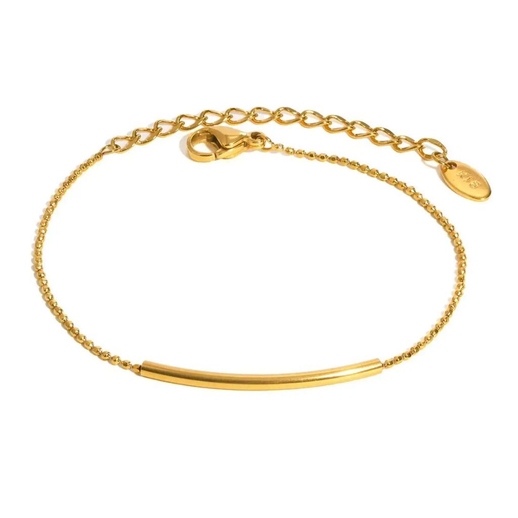 Cut-faced Round Bent Pipe Bracelet for Women,Gold Color Stainless Steel Minimalist Bracelets,Fashion Jewelry Gifts