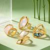 Statement Weiß Muschel Blatt Fingerring Damen Edelstahl Geometrisch Abalone Muschel Offene Ringe Schicker Schmuck Geschenk für Sie